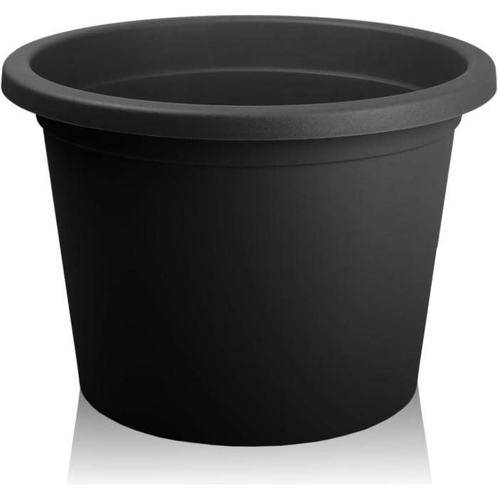 Квітковий горщик Stimo 6 шт. 34 см з блюдцем 30 см, сірий пластиковий горщик для рослин, круглий горщик (антрацит)