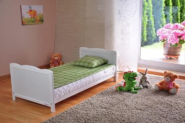 Дитяче ліжечко Marsell Дитяче ліжко та ліжечко з матрацом з піни алое вера Зубчасті рейки та регулювання по висоті Біле, трансформ