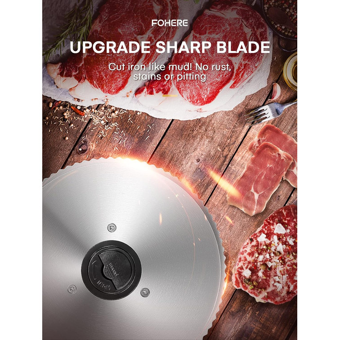 Зубчасте лезо з нержавіючої сталі FOHERE 190 мм, електричний нарізувач їжі, зубчасте лезо, тільки для електричної хліборізки FOHERE