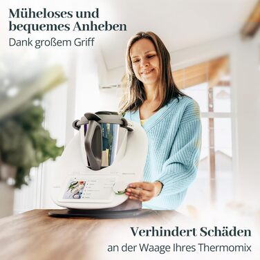 Розсувна дошка LAINFELD для Thermomix TM6 TM5 Чорне акрилове скло преміум класу Переміщення без зусиль без пошкодження ваг Роликова дошка Глайдер матовий чорний