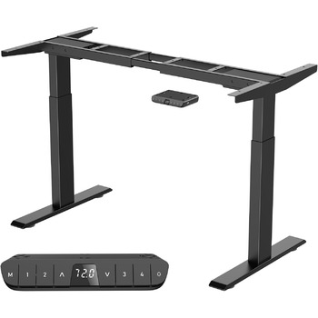 Електричне регулювання висоти каркаса столу з 2 двигунами, вантажопідйомність до 135 кг - Стабільний, 4 слоти пам&39яті, нагадування про сидячу/встанучу позицію, чорний