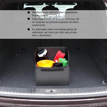 Складаний органайзер для багажника з PU-шкіри багатофункціональний контейнер для автомобіля, позашляховика та пікапа велика місткість нековзна основа водонепроникний (PU)