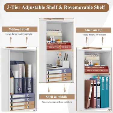 Контейнер на колесах HOCSOK, шафа для документів з шухлядою та відділеннями, офісна шафа, шафа для зберігання речей, журнальний столик для вітальні, спальні та офісу, білий