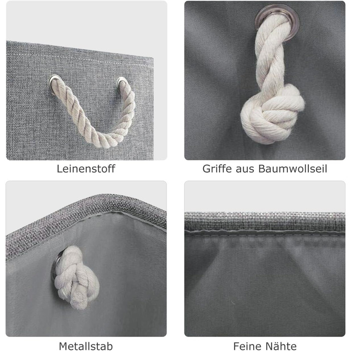 Тканиновий кошик для зберігання Mangata для шафи, різні розміри та кольори, полиці-кошики, коробка для зберігання, 4 шт. (сірий, великий) сірий L-4 шт.