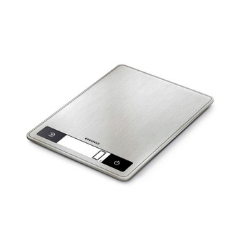 Цифрові кухонні ваги сріблястого кольору з нержавіючої сталі, вага до 15 кг (точність до 1 г), побутові ваги з запатентованою сенс