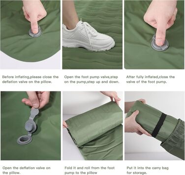 Килимок для сну для 2 осіб, для вулиці, 196 x 135 x 12 см. Килимок для сну/кемпінговий матрац із вбудованим ножним насосом та подушкою для походів, піших прогулянок, наметів та подорожей. Twin XL