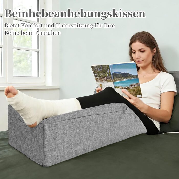 Подушка для підняття ніг Varku, подушка для ніг з піни з ефектом пам&39яті, м&39яка та дихаюча водонепроникна подушка для полегшення болю в ногах, 65 x 20 x 15 см