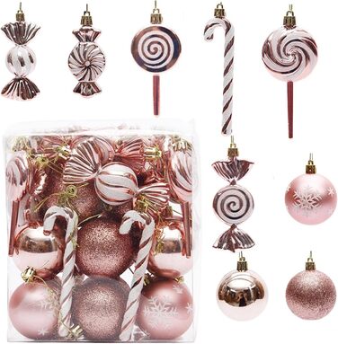 Різдвяні кулі 36 шт рожеве золото Xanorrg