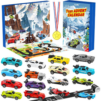 Адвент-календар Goffii Pull Back Car Toy, 16 інерційних машинок
