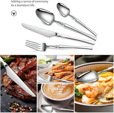 Набір столових приборів Багаторазові столові прибори, набір посуду з 16 предметів з нержавіючої сталі для дому, кухні, квартири, обідньої перерви, приготування їжі, обіду, подорожей, кемпінгу, їжі, стейку