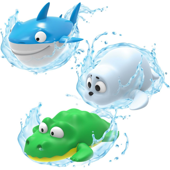 Іграшки для ванни INKEE Wind-Up Drop Ocean набір з 3-х фігурок (акула, крокодил та тюлень) заводні іграшки для дітей, розчинні у воді, кумедні іграшки для ванни 3 в 1