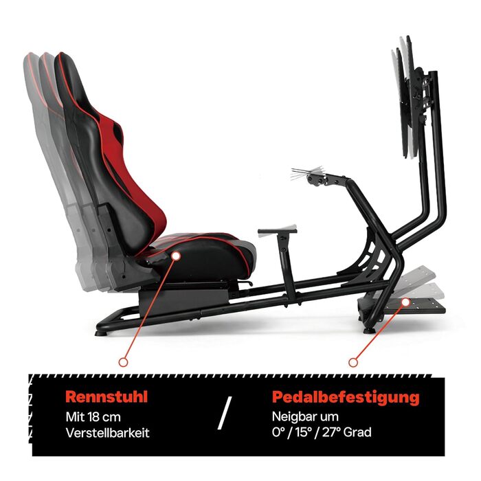 Симулятор кабіни гоночного сидіння - повністю регульований з кріпленням на екран