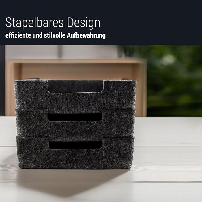 Лоток для документів LUXflair Felt DIN A4, розмір 33,5x24,5x7 см, темно-сірий, штабелюється, поверхня, що протирається. Лоток для листів, настільний органайзер для офісу та дому, темно-сірий 1