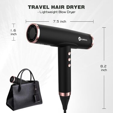 Іонний фен Slopehill для швидкого сушіння, професійний фен з безщітковим двигуном 110 000 об/хв, легкий з низьким рівнем шуму, маг