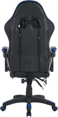Ергономічне ігрове крісло з поворотом на 360, шкіряне офісне крісло з високою спинкою та регульованою висотою, з підставкою для ніг, підголівником та поперековою опорою для офісу та ігор (чорний синій)