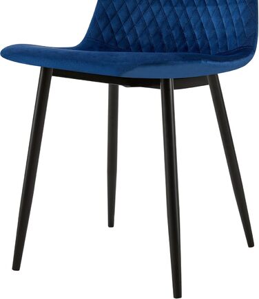 Обідній стілець CLP Giverny, оббитий оксамитом, тканинний стілець з декоративною строчкою та захисними накладками на підлогу, вантажопідйомність до 150 кг, колір синій, матеріал оксамит.