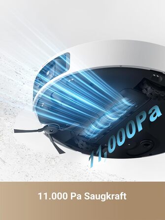 Робот-пилосос з функцією миття підлоги та підйомною шваброю, висувною та підйомною бічною щіткою, силою всмоктування 11 000 Па, са