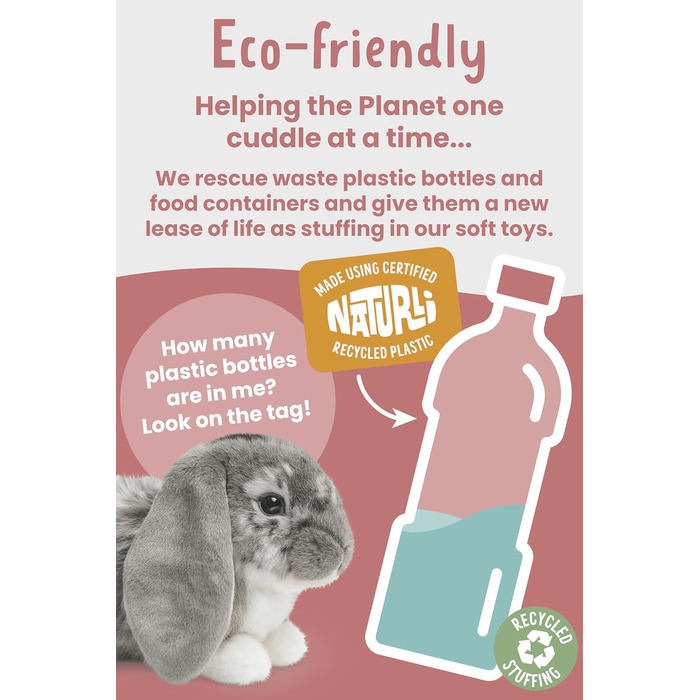М'яка іграшка Голландський висячовухий кролик Living Nature Плюшевий кролик для дітей, хлопчиків та дівчаток Екологічна плюшева іграшка