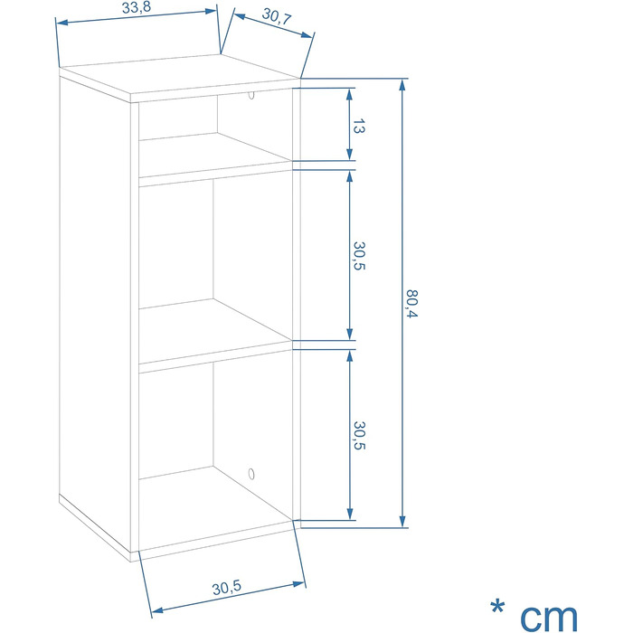Полиця KOMTO Біла - Маленька книжкова полиця, Полиця-настільна полиця, Кубічна полиця, Офічна полиця 33,8 x 30,7 x 80,4 см, Книжкова шафа RIM2 для дитячої кімнати, Полиця для вітальні, RIM2 Біла