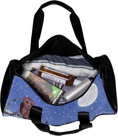 Спортивна сумка, маленька дорожня сумка, сумка для шопінгу та йоги, Зимовий місяць сови, сумка для фітнесу на відкритому повітрі, ручна поклажа