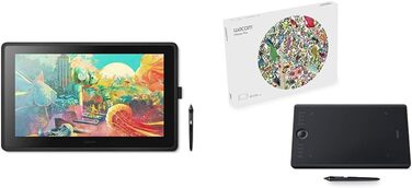 Планшет Wacom Cintiq 16 Creative Pen Display Tablet (для ескізів, ілюстрацій і малювання безпосередньо на екрані, з дисплеєм Full HD (1 920 x 1 080), підходить для Windows і Mac), чорний (22 дюйми, комплект з планшетом)