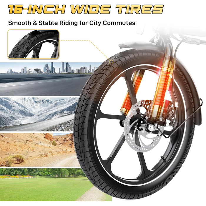 Електричний велосипед EVERCROSS для дорослих, 250 Вт, шини 16&quot/20&quot x 4.0 Fat, швидкість до 25 км/год та запас ходу 60-100 км, знімний акумулятор 36V/48V, гірський сніговий позашляховий електричний велосипед EK5 чорного кольору - макс. 60 км