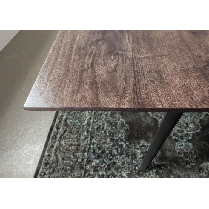 Обідній стіл з масиву дерева Swiss Edge 08 виготовлений з акації - сірий, лакований ніжки матово-чорного кольору 140x90 см обідній стіл з масиву дерева, 24.DE