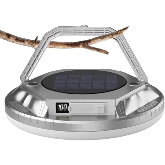 Ліхтарі для кемпінгу, 1600 люмен, ліхтар для виживання на сонячній енергії, водонепроникний, портативний, кемпінговий ліхтар, для використання на вулиці, в саду, на подвір&39ї, на патіо, на балконі, для походів, для рюкзаків, сріблястий