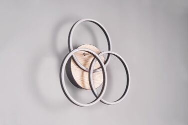 Стеля LED-світильник Reality Circle R62823135, матовий чорний метал та імітація дерева, 27 Вт, з пультом, димером, зміною кольорів та нічним світлом
