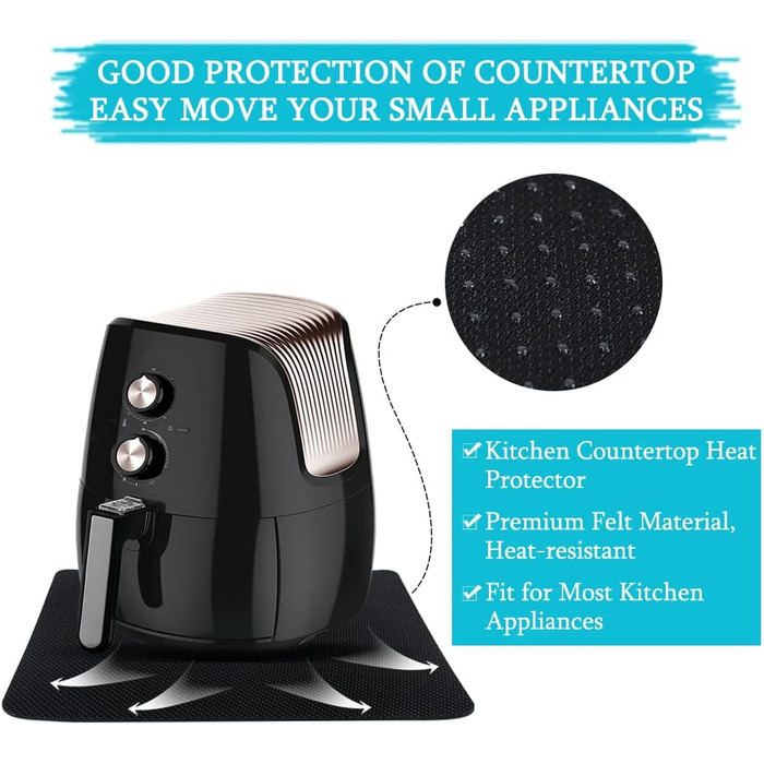 Термостійкий килимок для фритюрниці, 3 частини фетрового термозахисного килимка для кухонної стільниці, захисна стільниця, нековзна аксесуари Килимок для фритюрниці (33*43СМ) 3 шт. и 43см*33см