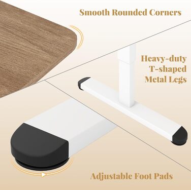 Електричний стіл GIANTEX з регульованою висотою, 140 x 70 см, офісний стіл з функцією пам&39яті, конструкцією із захистом від зіткнень та блокуванням від дітей, електричний стіл для офісу та дому (горіхово-коричневий)