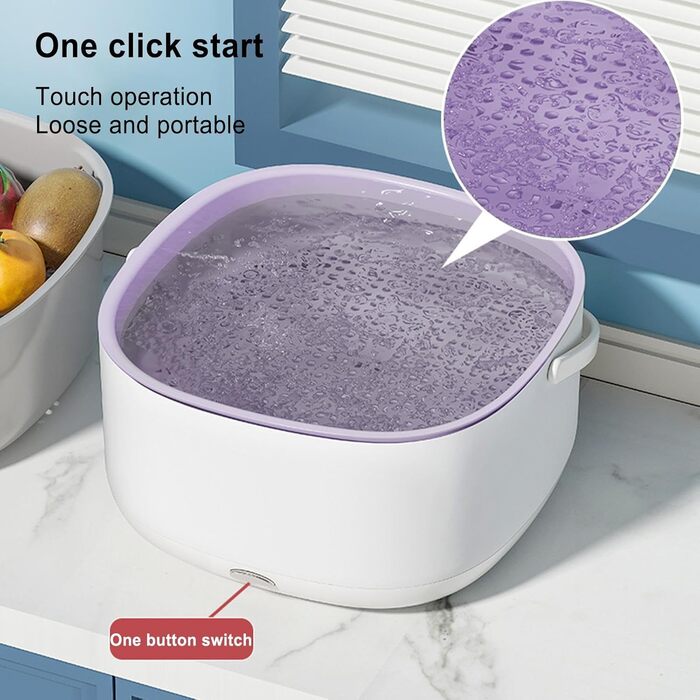 Набір чаш для кухонних ситечок Двошаровий кошик для миття їжі ємністю 8 л, необхідні для приготування кухонні аксесуари для помідорів, огірків, полуниці, персиків, м'яса, риби, креветок Lambo сірий фіолетовий білий