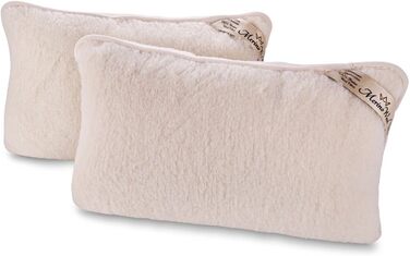 Подушка з мериносової вовни з етикеткою якості, подушка для сну, 900 г мериносової вовни, 40 x 80 см, натуральна вовна, 1 шт.