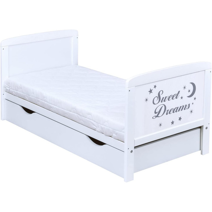 Комплект дитячого ліжка Generic Baby Deluxe 70x140, що трансформується в дитяче ліжко White Sweet Dreams, матрац (з шухлядою), 144Д x 76Ш x 87В см
