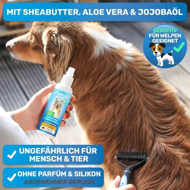 Щітка BluePet спрей для видалення колтунів для собак та котів Розплутує та покращує розчісування, спрей проти спутання волосся як спрей для догляду за шерстю, розгладжує та кондиціонує з алое вера, маслом ши та олією жожоба