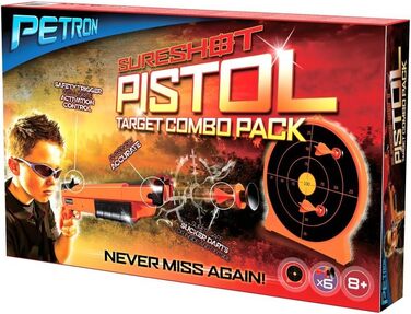 Набір дитячих помпових пістолетів Petron SURESHOT з мішенню, помаранчевий/чорний (1 комплект)