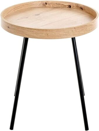 Журнальний столик HAKU Furniture, світлий дуб, чорний, МДФ, метал - Розміри В 45 x Ø 40 см, Стиль Сучасний