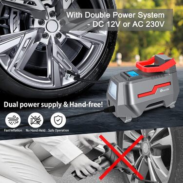 Портативний компресор REESIBI 10 бар, з цифровим дисплеєм, підключення 12В 230В для транспортного засобу/автомобіля