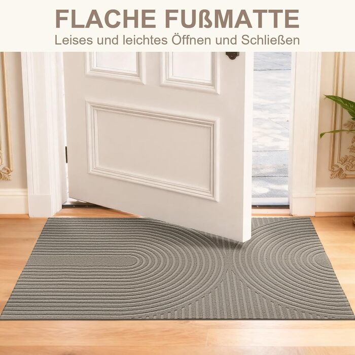 Килимок FEOMOS для приміщень/зовнішніх дверей 60x90 см, нековзний, брудозатримуючий килимок з абсорбуючою здатністю, миється та міцний, для вхідних дверей, коридору, балкону, кухні - бежевий 60 см x 90 см