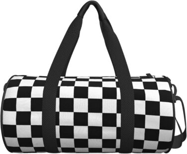 Спортивна сумка в шаховий візерунок, чорно-біла, для фітнесу та спорту, велика дорожня сумка, сумка для вихідних для чоловіків та жінок