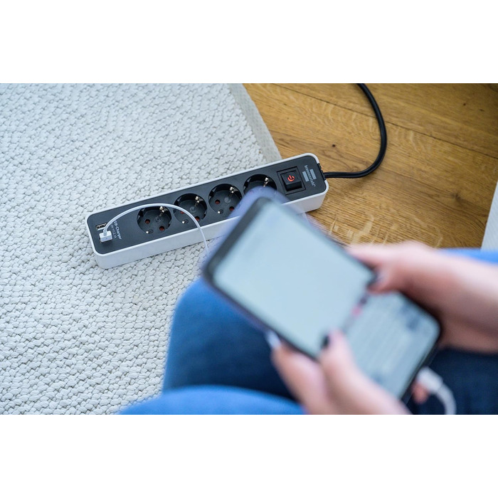 Розеткова планка Brennenstuhl Ecolor 4-х стороння з USB (багатоконтактна вилка з 2 USB-розетками для зарядки, багатоконтактна розе