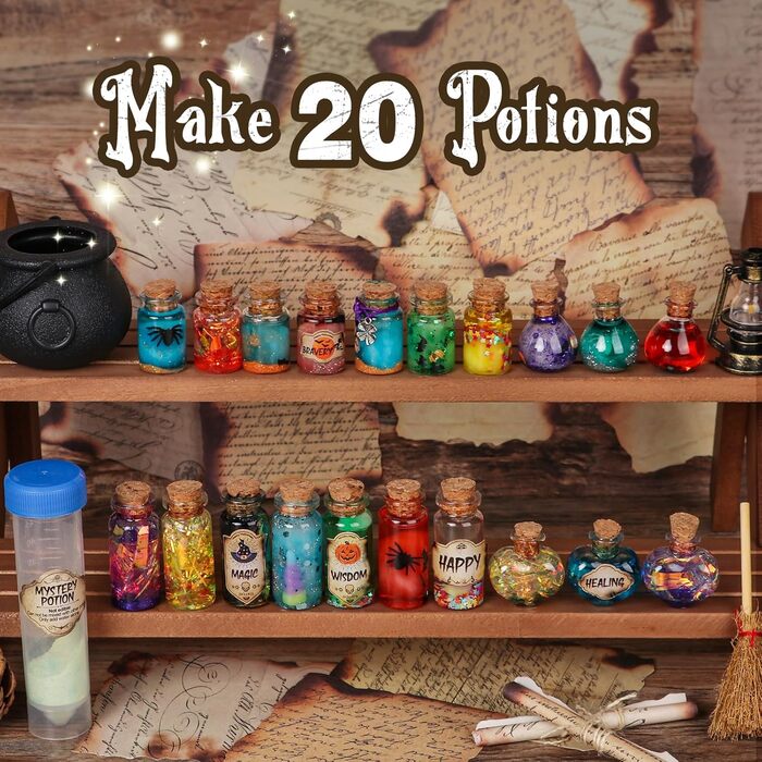Таємничі зілля, креативний подарунок для дітей, 20 пляшечок із чарівними сумішами для зілля, іграшка для рукоділля, креативні різдвяні подарунки на день народження для хлопчиків та дівчаток віком 6, 7, 8, 9, 10 років