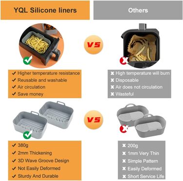 Аксесуари для фритюрниці Ninja AF300EU, 2PCS Airfryer Силіконова форма Багаторазова силіконова форма для аерофритюрниці Силіконова фритюрниця для AF400EU, Innsky, Princess Dual Zone Air Fryer