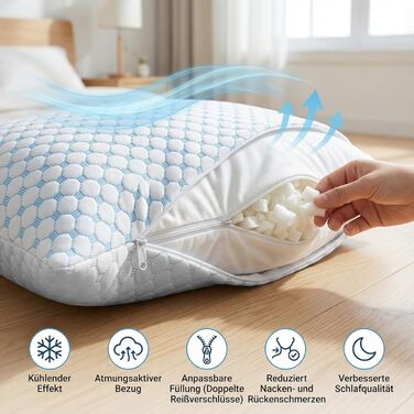 Охолоджувальна подушка 40x80, подушка з піни з ефектом пам&39яті, ергономічна подушка для підтримки шиї, подушка для шиї, подушка 40x80, охолоджувальна подушка, подушка для відновлення, (хмарна подушка Cloudpillo англ.)
