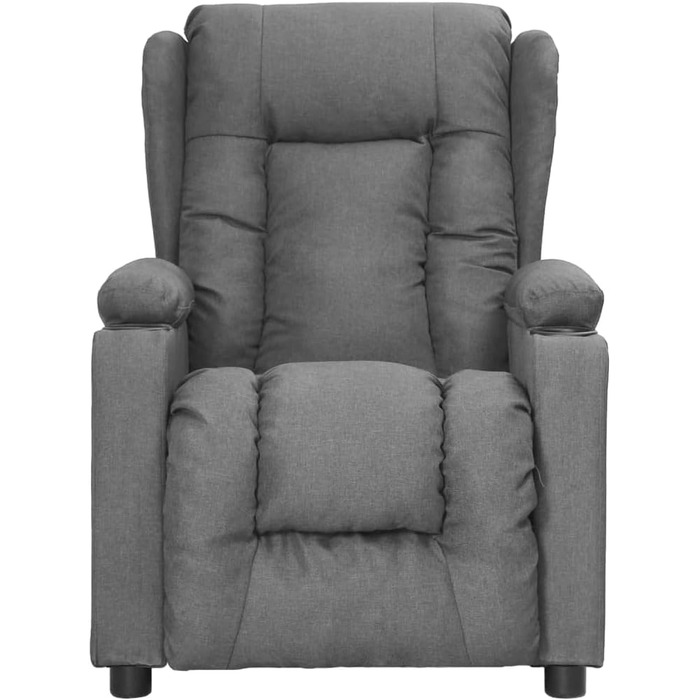 Крісло-реклайнер, регульоване крісло з 2 підставками для чашок, крісло для телевізора з функцією відкидання, м&39яке крісло-реклайнер, світло-сіра тканина