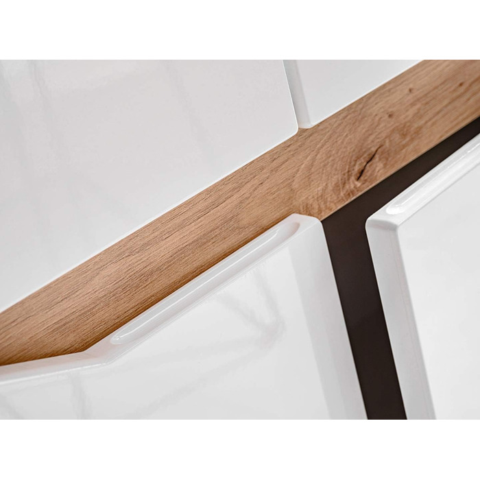 Настінна шафа для вітальні Generic Fame, настінна полиця для вітальні, стіна для телевізора, матова глянцева вітрина, низька тумба, настінна полиця зі світлодіодним підсвічуванням (білий/дуб Artisan) Білий / дуб Artisan