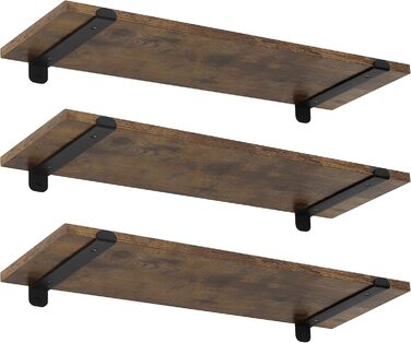 Настінні полиці EUGAD, комплект із 3 предметів, плаваюча полиця 60 см, настінні полиці, підвісна полиця з дерев&39яним виглядом у вінтажному стилі, настінна полиця для вітальні, кухні, кабінету, ванної кімнати, настінна дошка з вантажопідйомністю 15 кг/по