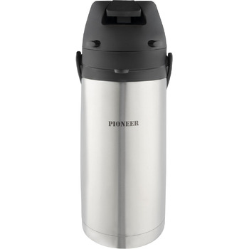 Термос Pioneer Flasks Airpot з нержавіючої сталі з важелем, пляшка для гарячої та холодної води, для чаю, кави, для конференцій, подій, 1,9 літра, сріблястий (SS19HC)