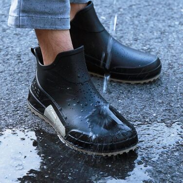 Гумові чоботи BILIKEYU для жінок та чоловіків, плоскі, нековзні, водонепроникні гумові чоботи для роботи, риболовлі, миття автомобіля, кухні, гумові чоботи, короткі чоботи, розмір 41, чорні