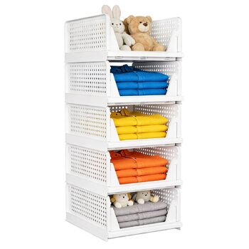 Елементний складний органайзер для шафи, пластикова коробка з шухлядами, штабелюваний органайзер для шафи, полиці для зберігання речей у шафі, спальні, дому, кухні, 5-